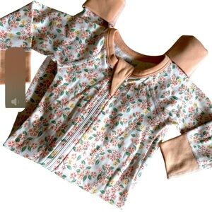 Sapling Child baby floral peachy romper, organic cotton, NWOTS , 0-3 months